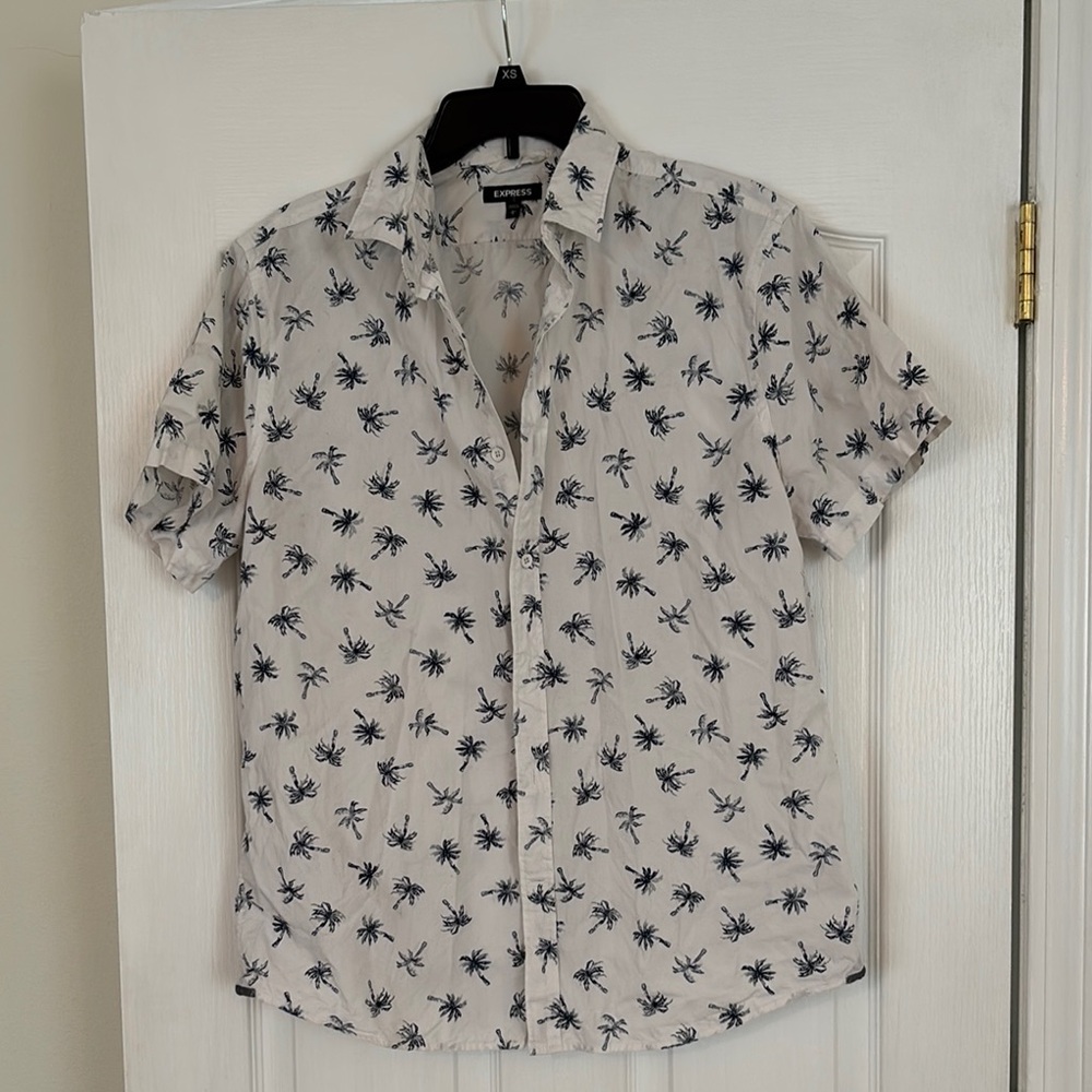 Express White and Black Casual Button Down Shirt